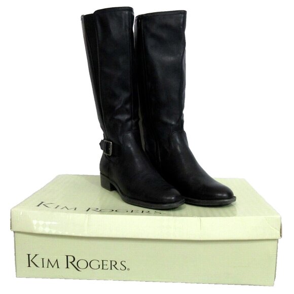 Kim Rogers REACT Boots Size 9M Black Mid-Upper Calf Zip Gored